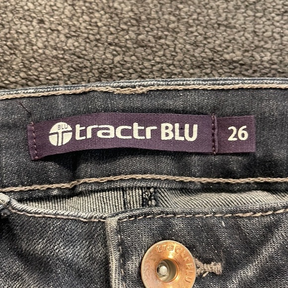 Tractr BLU Charcoal Grey/Blue Raw Hem Skinny jeans - Picture 7 of 7